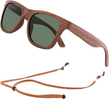 Polarized Wood Sunglasses Men, Wooden Bamboo Sunglasses for Women