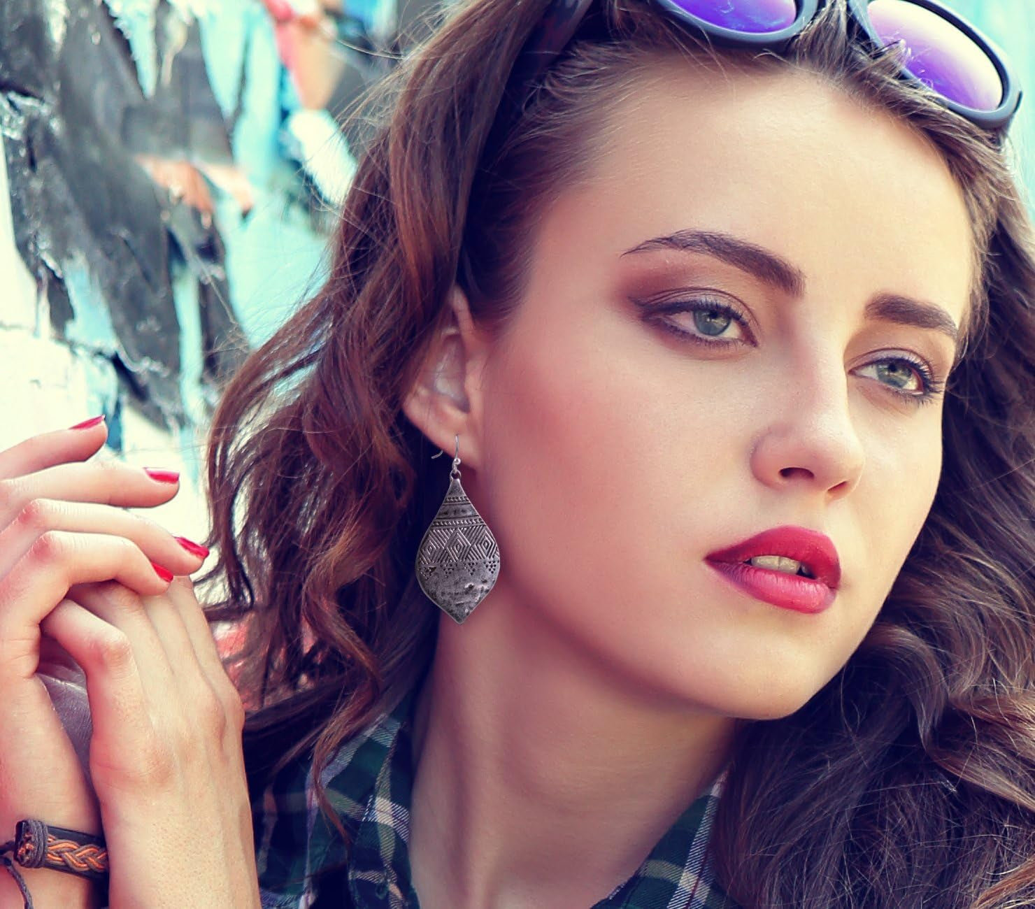 Bohemian Hammered & Engraved Silver Earrings -  Collection…