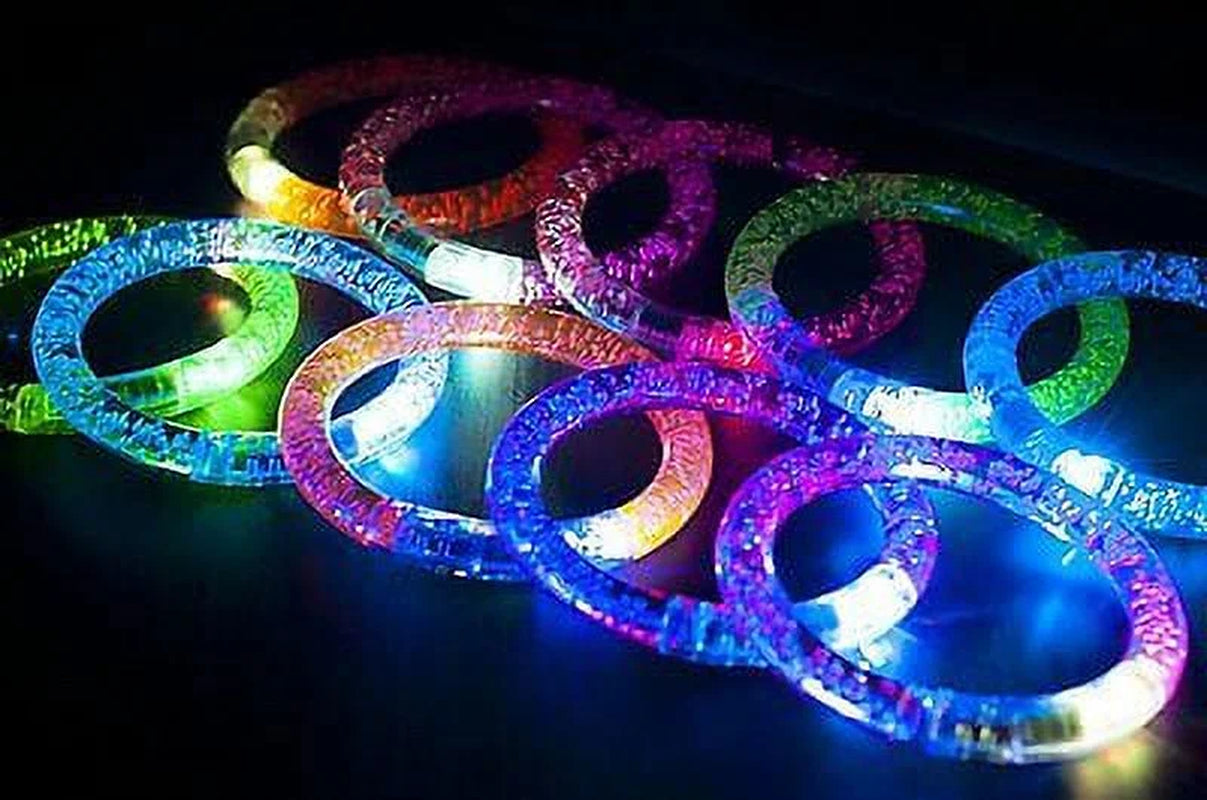 12 PC Light-Up Acrylic Bracelet Wristband LED Flashing Glow Blinking Rave Wear