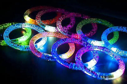 12 PC Light-Up Acrylic Bracelet Wristband LED Flashing Glow Blinking Rave Wear