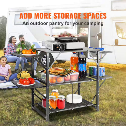 Camping Kitchen Table, 1-Piece Folding Portable Cook Station with a Carrying Bag
