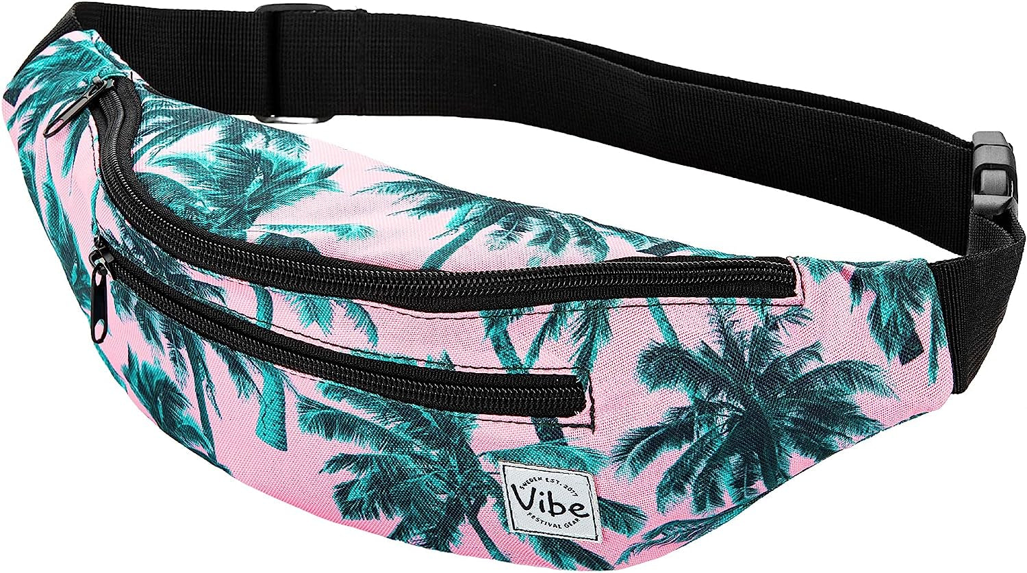 Fanny Pack for Men Women - Many Prints - Black Holographic Silver Gold Cute Waist Bag for Festival Rave Hiking Running Cycling