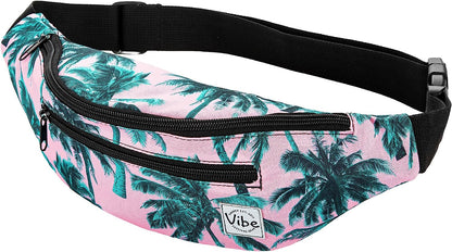 Fanny Pack for Men Women - Many Prints - Black Holographic Silver Gold Cute Waist Bag for Festival Rave Hiking Running Cycling