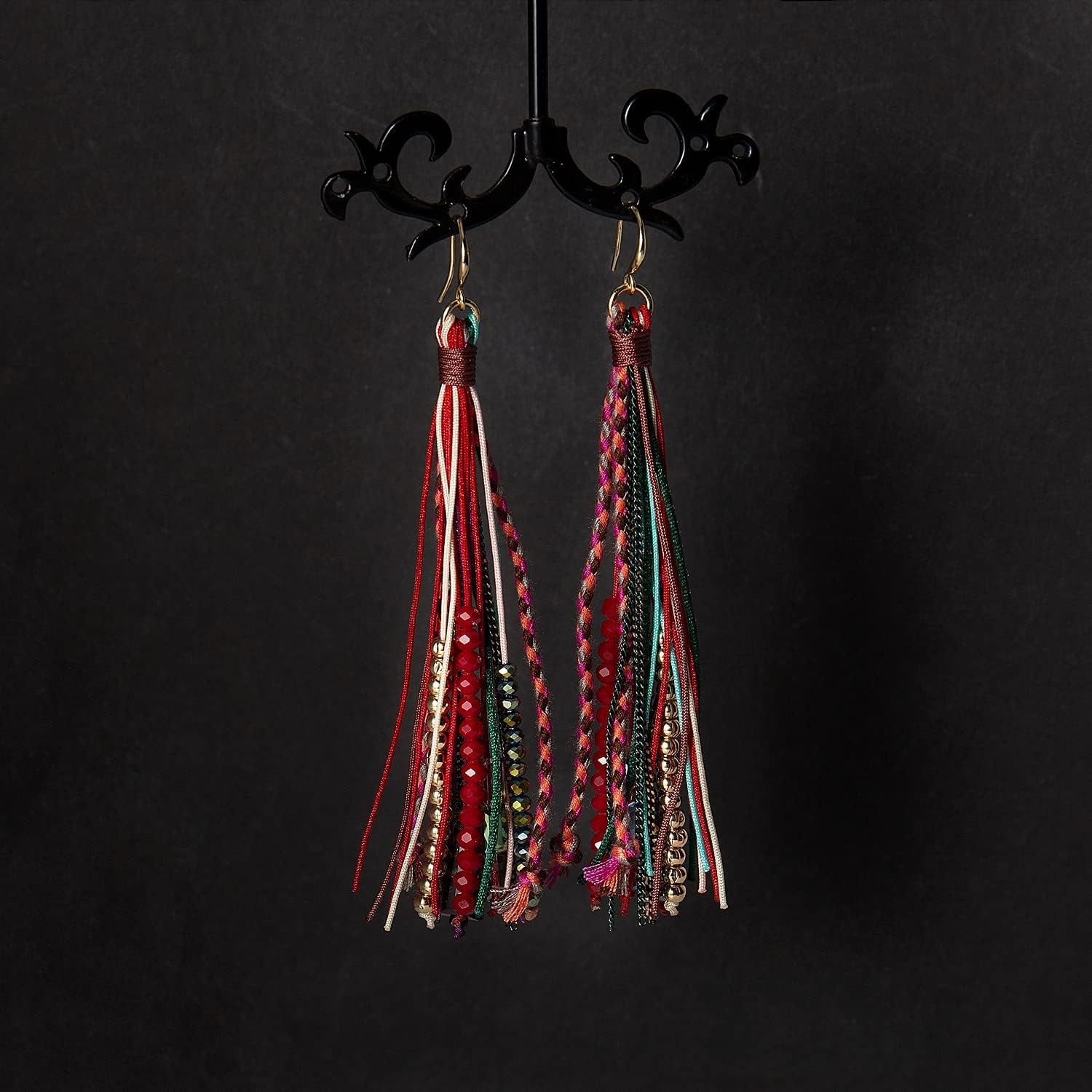 Bohemian Feather Dangle Earrings for Women with Shell Beads Long Tassel Design Drop Earrings