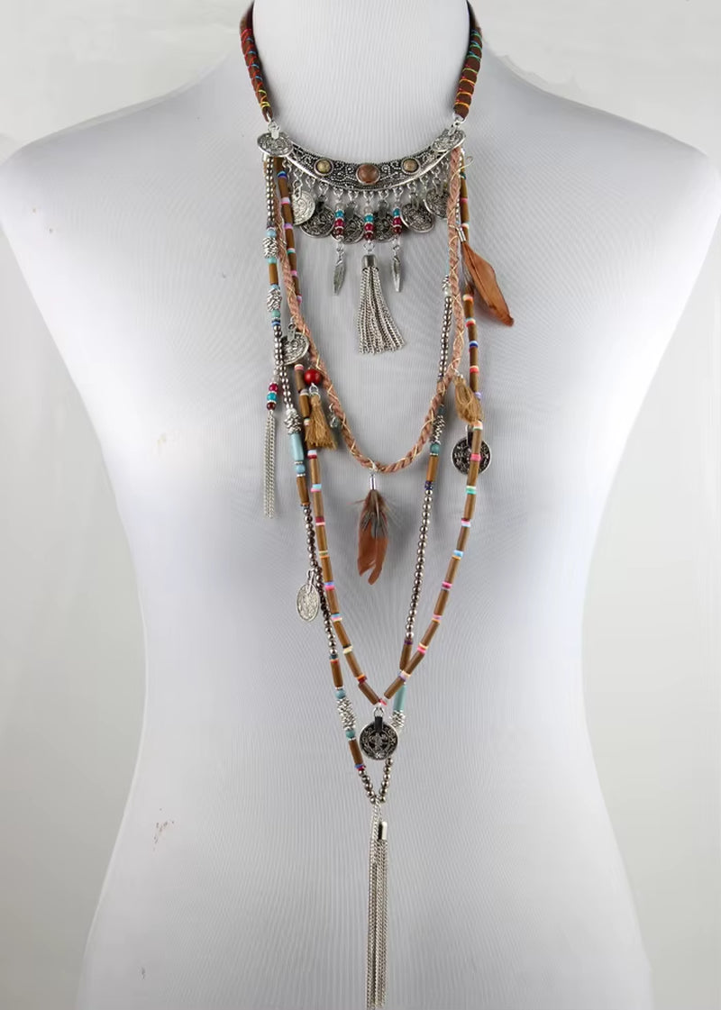 Gypsy Statement Vintage Long Boho Necklace Tribal