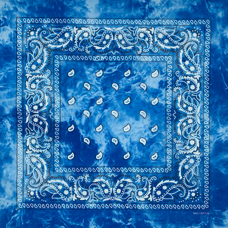 Tie Dye Cashew Paisley 100% Cotton Square Bandana