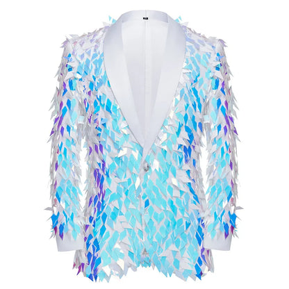 Men's Unique Design Striped Sequin Suit Jacket