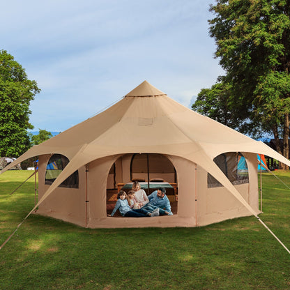 Canvas Bell Tent 3M, 4M, 5M, 6M, or 7M Camping Yurt with Stove Jack