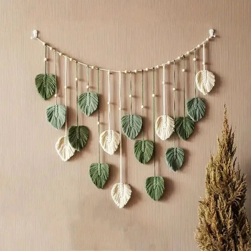Macrame Wall Hanging Leaf Feather Decor