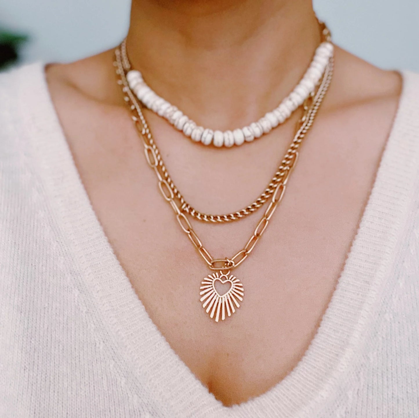 Resin Bead - Heart Layered Necklace