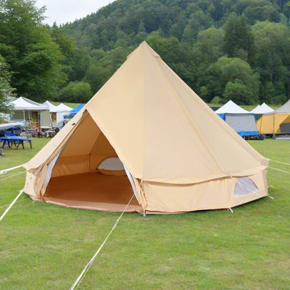 Canvas Bell Tent 3M, 4M, 5M, 6M, or 7M Camping Yurt with Stove Jack