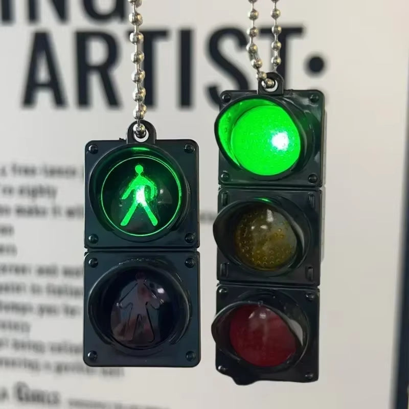 Simulation Electronic Traffic Light Keychain Pendant - Mini Pedestrian Light LED