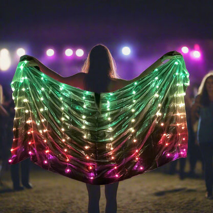 2M*1M Polyester Belly Dance Led Veils Carnival Belly Dancing Light up Veil Props Belly Dance Accessories for Festival